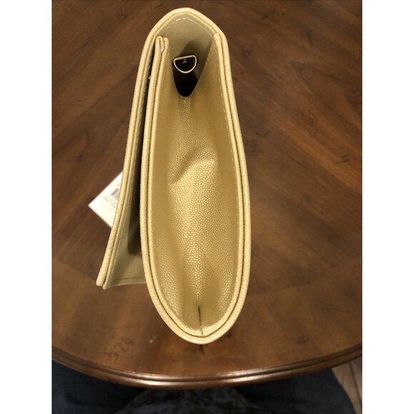 Christian Lacroix Glam Gold Caviar Clutch W/ Crossbody Chain 9” x 6” x 1.5” - Picture 3 of 7